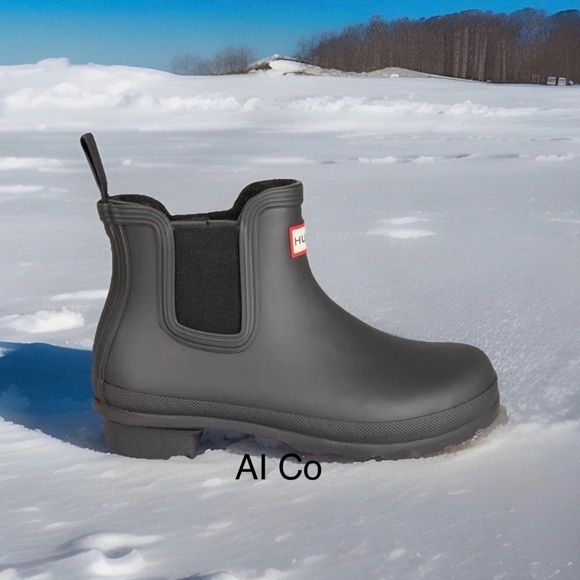 Hunter Women's Black Insulated Original Logo Chelsea Boots Waterproof Trending - Picture 3 of 10